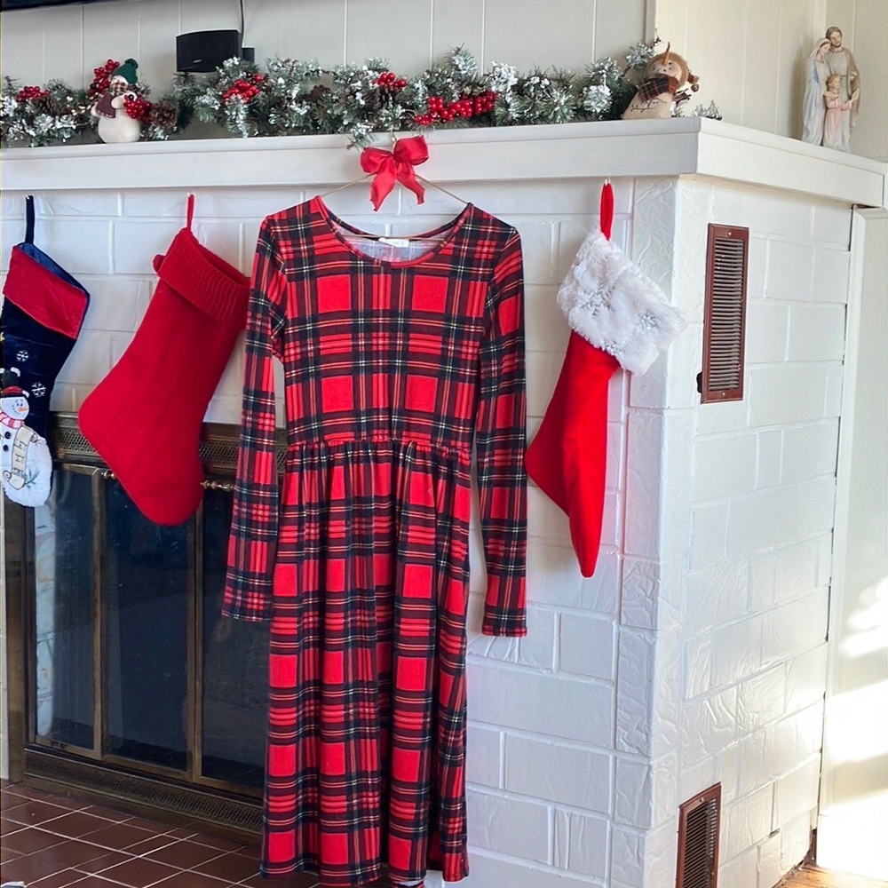 Reborn J tartan plaid Christmas dress